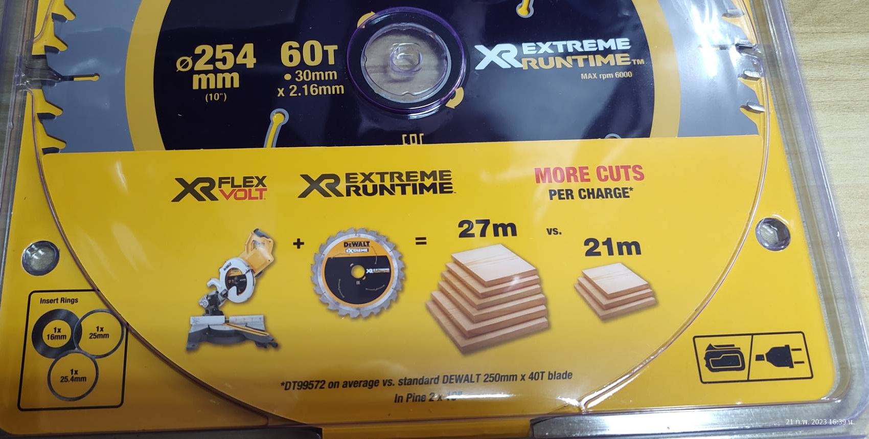 ใบเลื่อยวงเดือน 10"x60T DEWALT DT90275