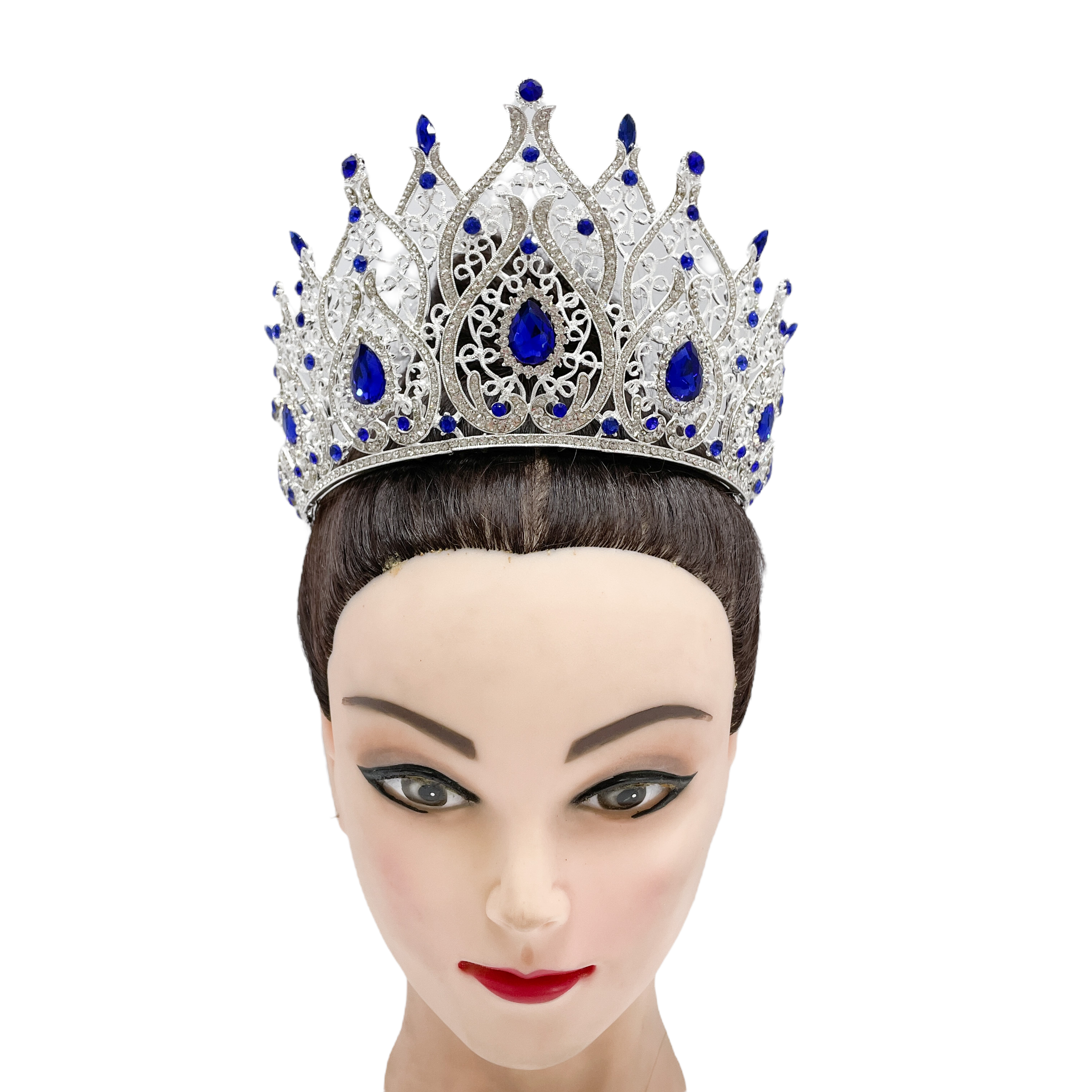(พร้อมส่ง) เทียร่า 326 สีน้ำเงิน มงกุฎนางงาม งานสวย ปราณีต QCเพชรทุกเม็ด สินค้าพร้อมส่งจากไทย