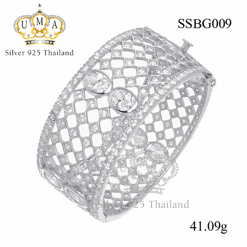 กำไลเงินแท้925ประดับเพรชแท้สวิส เกรดดี น้ำใส