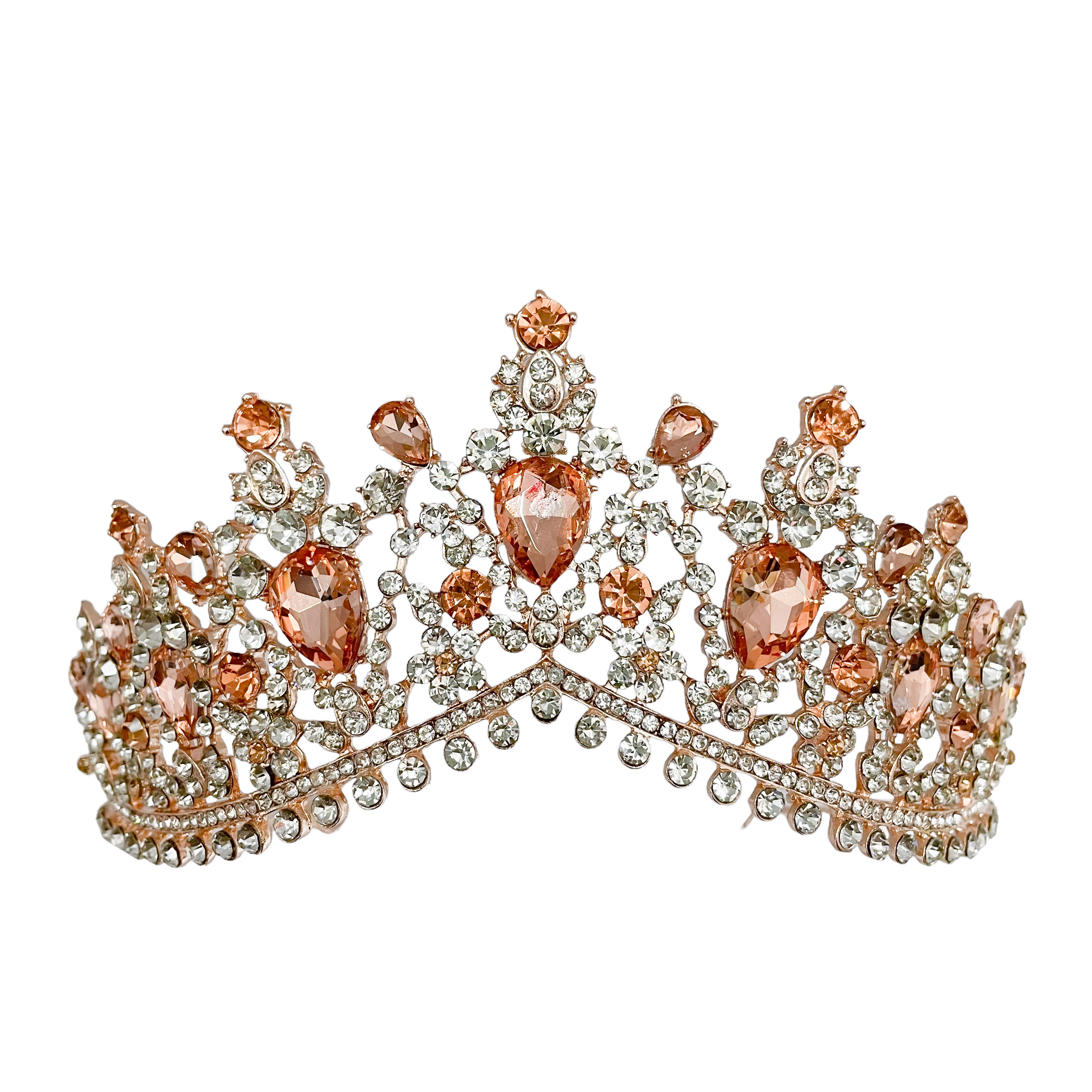 (พร้อมส่ง) เทียร่า 332 สีโรสโกลด์ มงกุฎนางงาม งานสวย ปราณีต QCเพชรทุกเม็ด สินค้าพร้อมส่งจากไทย