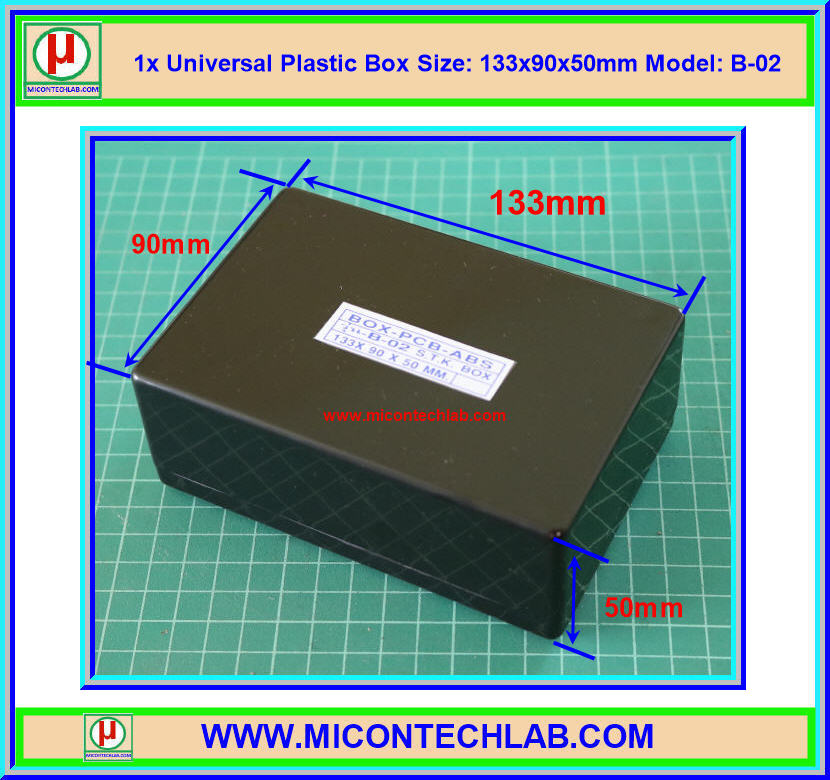 1x กล่องพลาสติกสีดำ B-02 ขนาด 133x90x50 มม.