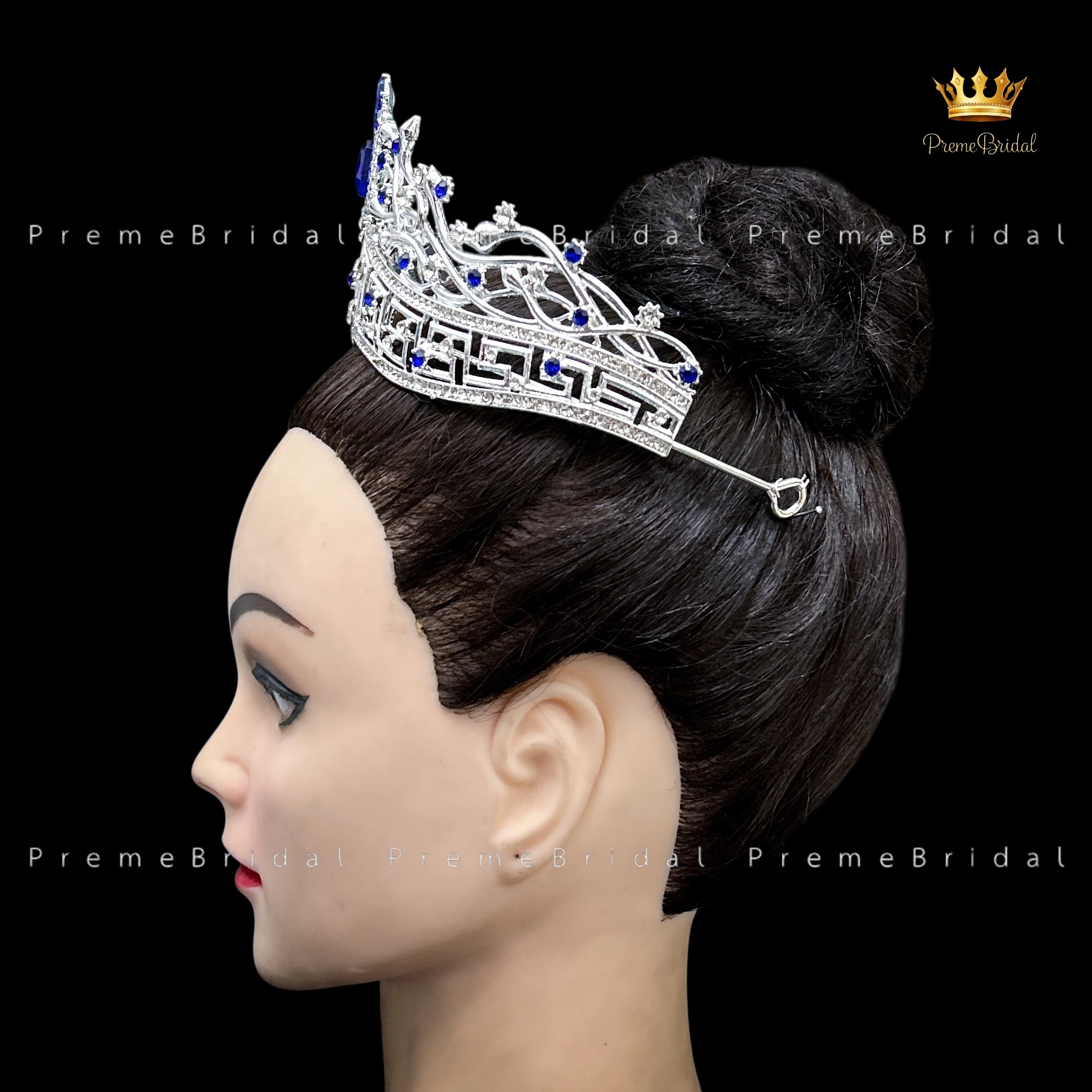 (พร้อมส่ง) เทียร่า 453 สีน้ำเงิน มงกุฎครึ่งหัว งานสวย ปราณีต QCเพชรทุกเม็ด สินค้าพร้อมส่งจากไทย ไม่ต้องรอจีน