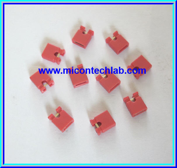 10x Mini Jumper 2 Pins Female Pitch 2.54mm Red Color
