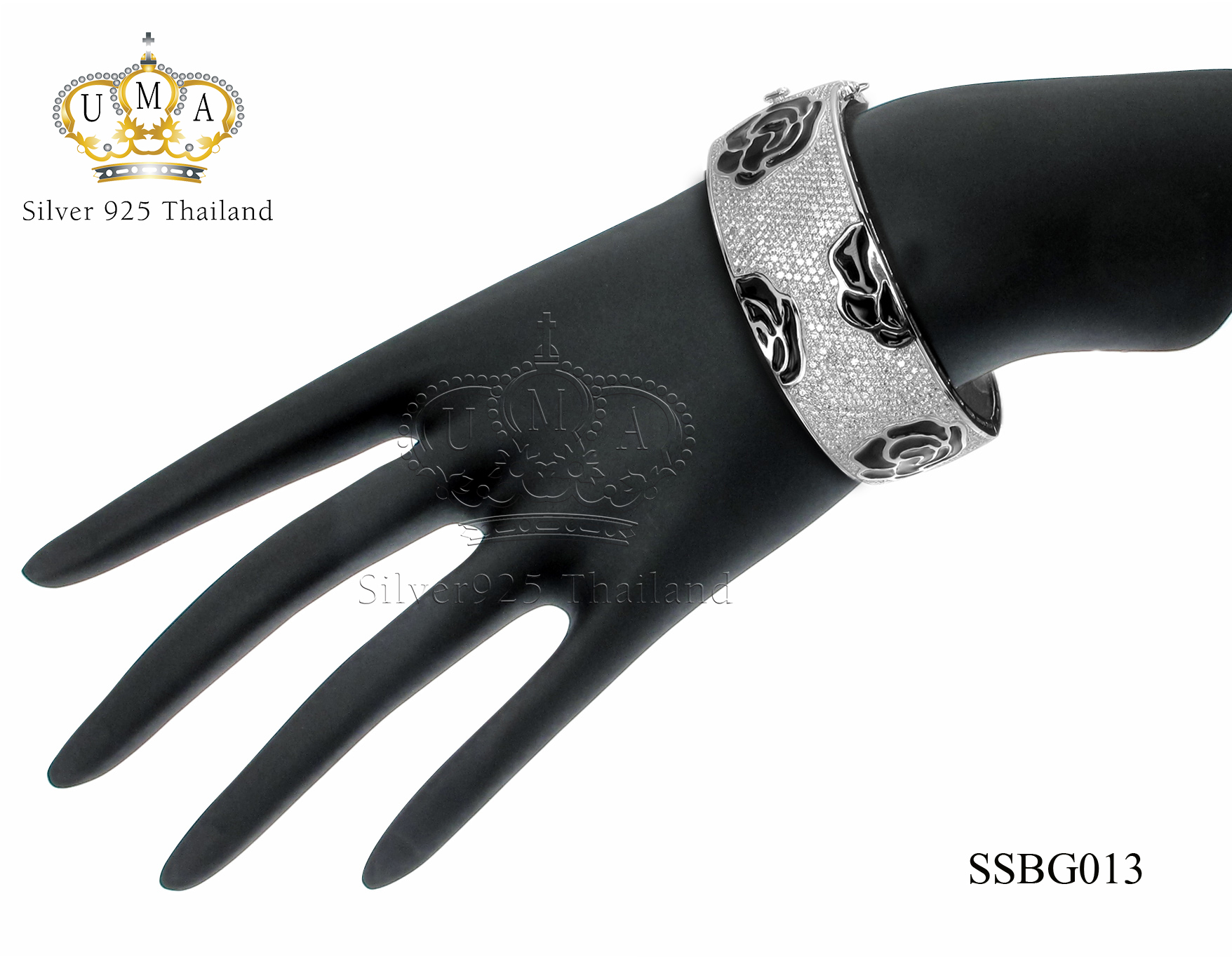 กำไลเงินแท้925ประดับเพรชแท้สวิส เกรดดี น้ำใส