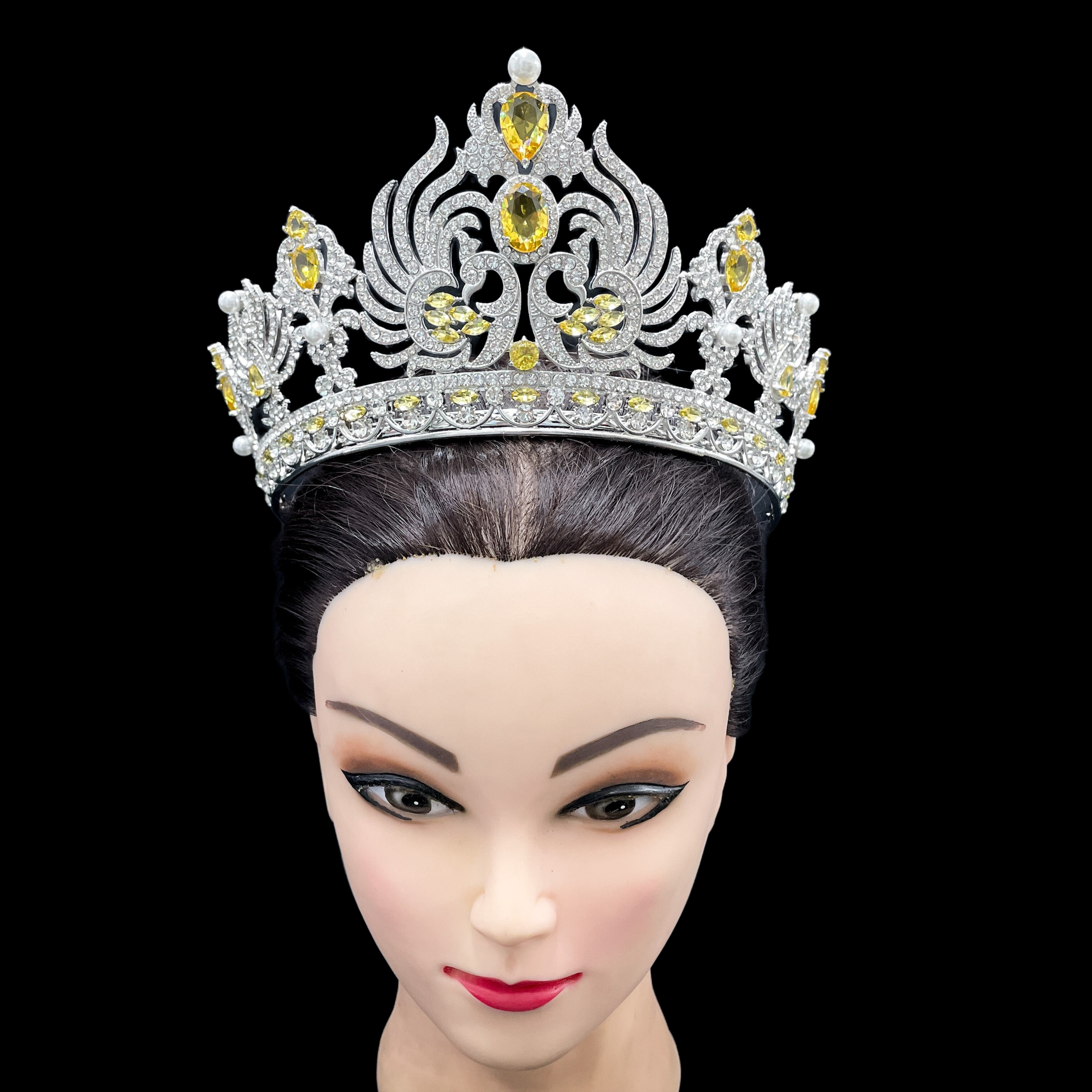 (พร้อมส่งจากไทย) มงกุฏ 093 สีเหลือง มงกุฎนางงาม มงกุฎเพชร มงกุฎประกวด สินค้าพร้อมส่ง ไม่ต้องรอนาน งานพรีเมี่ยม