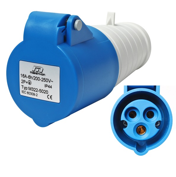 ปลั๊กพาวเวอร์ ตัวเมีย กลางทาง 32A 2P+E 220V MARATHON IP44