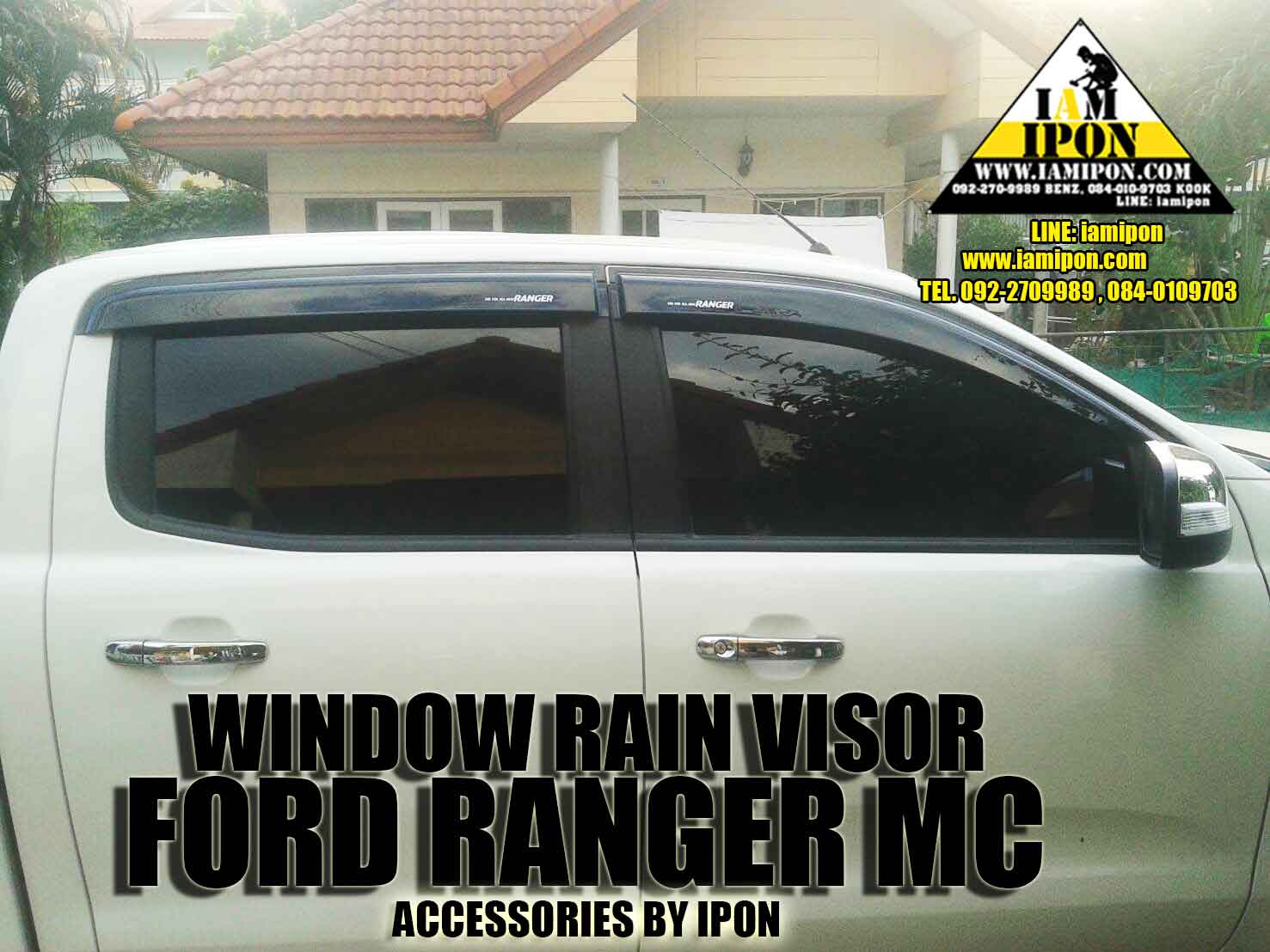 WINDOW RAIN VISOR FORD RANGER T6-MC BLACK กันสาดดำฟอร์ดเรนเจอร์ T6-MC