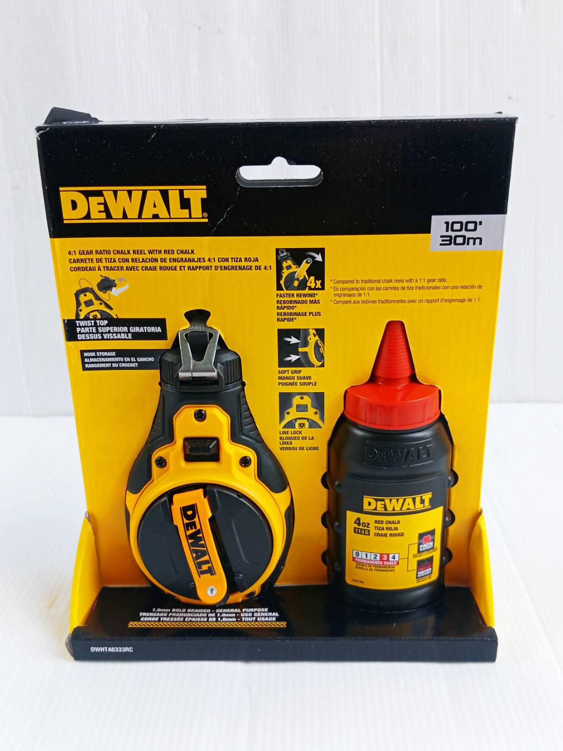 DEWALTชุดบักเต้าตีเส้น รุ่น DWHT48333RC แบบวัสดุผสม (สีแดง)