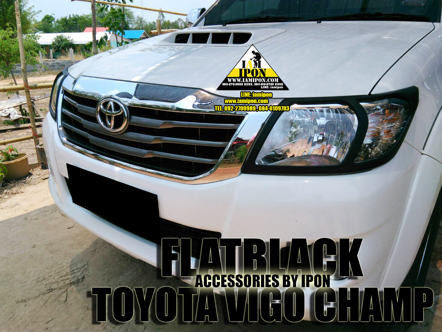 HEAD LAMP COVER TOYOTA VIGO CHAMP FLATBLACK ครอบไฟหน้าดำด้านวีโก้แชมป์