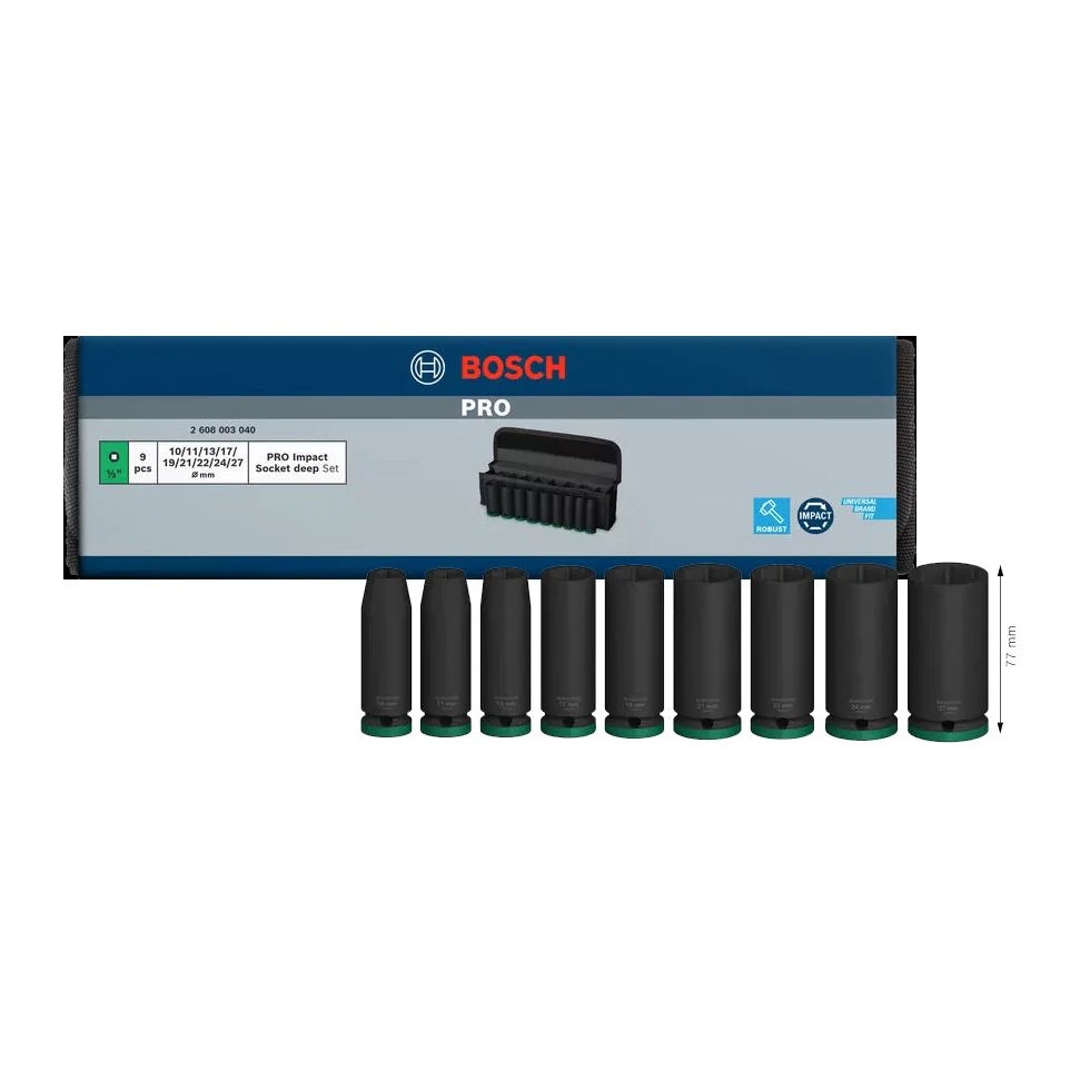 ชุดลูกบล็อกยาว9ชิ้น1/2 BOSCH 2608551101