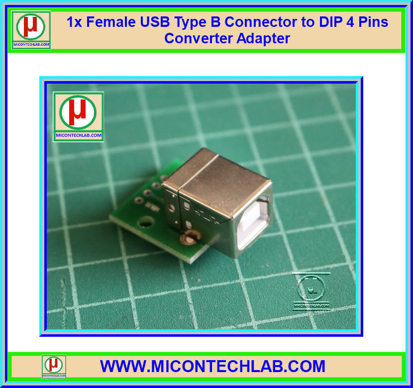 1x Female USB Type B Connector to DIP 4 Pins Adapter