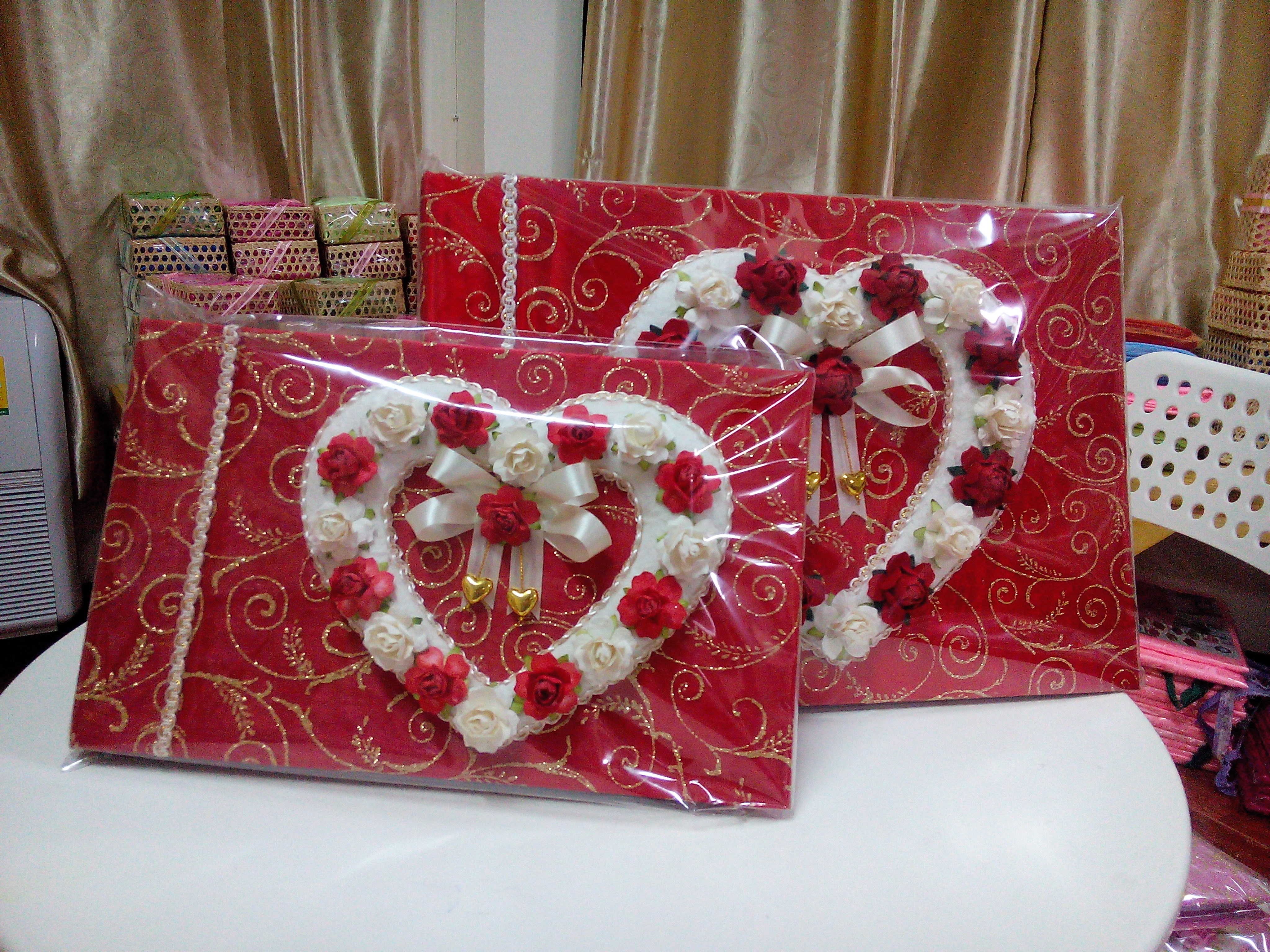 กล่องรับซอง หัวใจเดี่ยวใหญ่ สีแดง