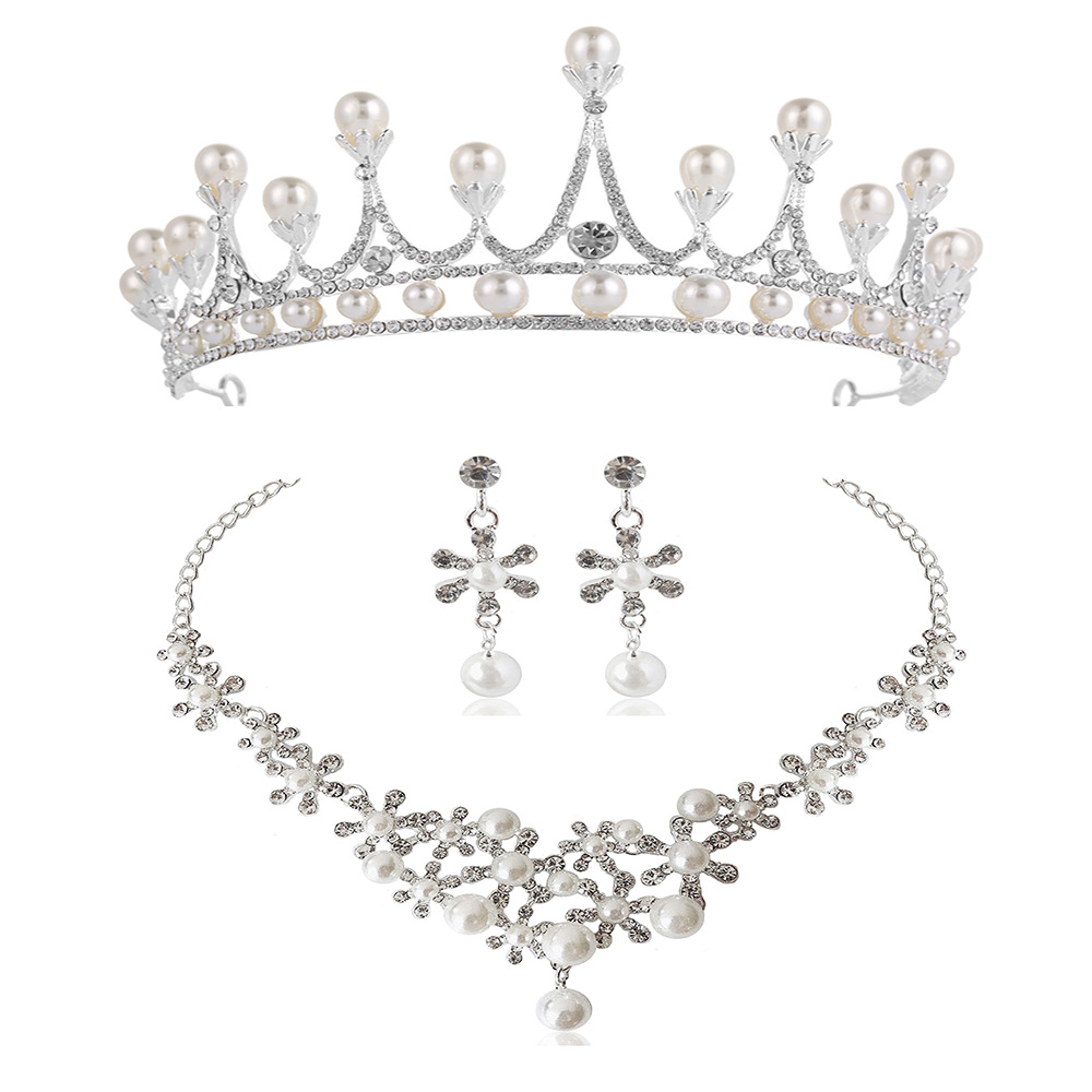 SET010 เครื่องประดับ 3 ชิ้น มงกุฎ สร้อยคอ ต่างหู จัดเซทสวยงาม สินค้าพร้อมส่งจากไทย