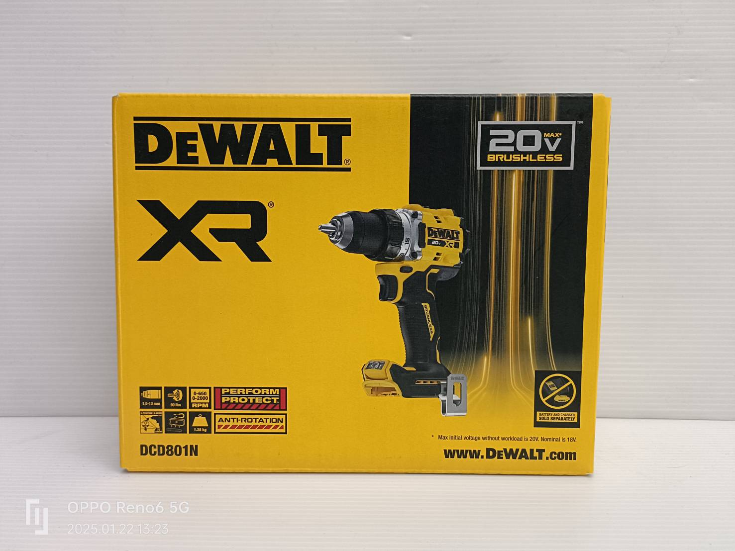 DEWALT สว่านไร้สาย 20V DCD801N-B1 (ตัวเปล่า)