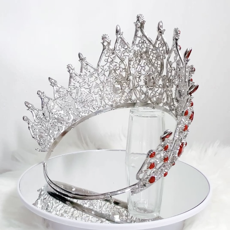 (พร้อมส่งจากไทย) มงกุฏ 115 สีแดง มงกุฎนางงาม มงกุฎเพชร มงกุฎประกวด สวยงามอลังการ ฐานมงวงกลมปรับได้ สินค้าพร้อมส่ง ไม่ต้องรอนาน งานพรีเมี่ยม