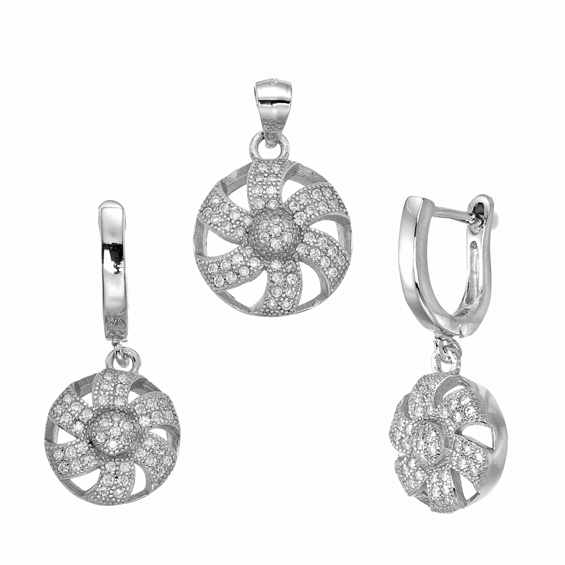 ต่างหูพร้อมจี้ ( เงิน ) = Earring with Pendant ( Silver )