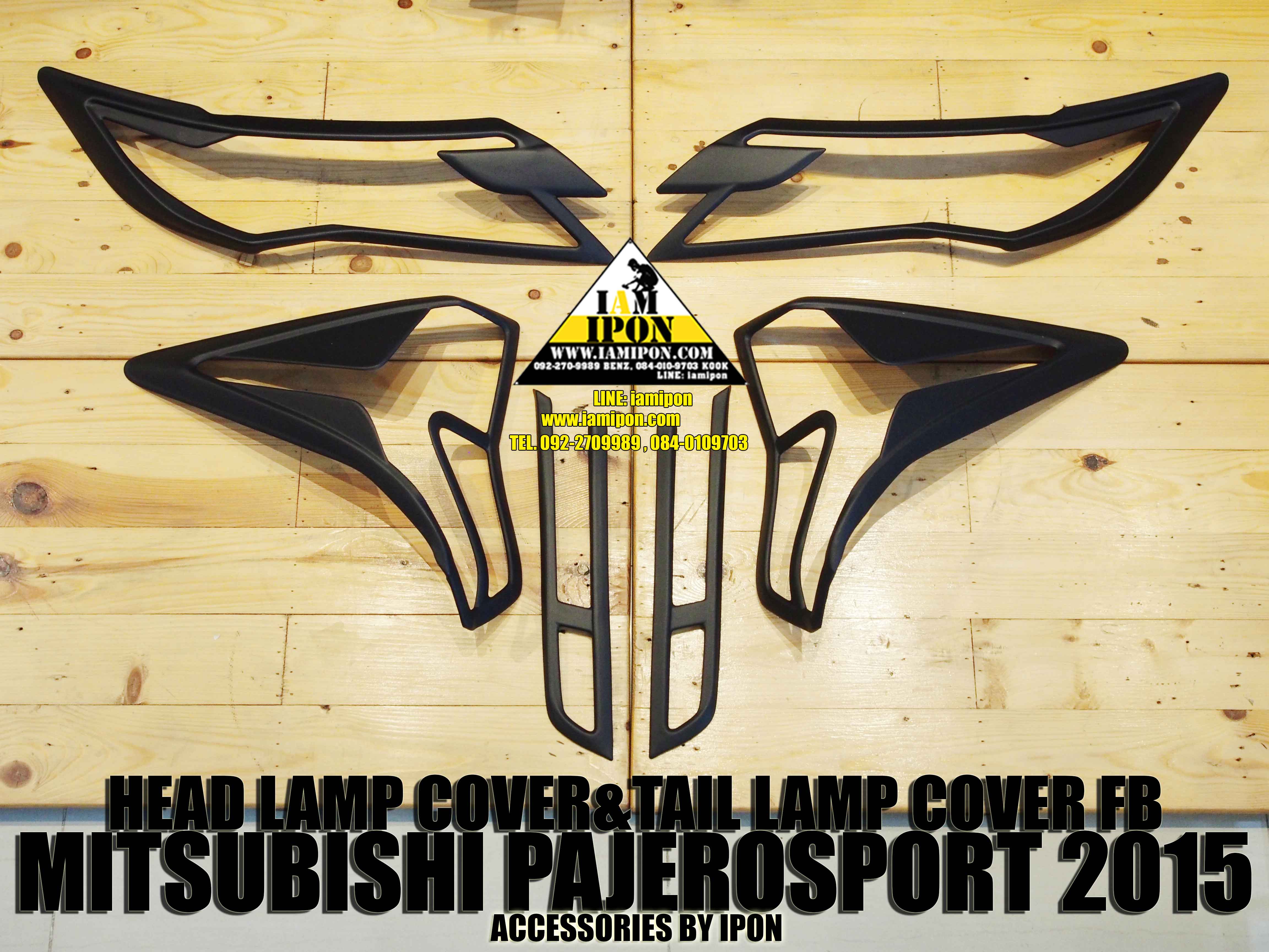 HEAD LAMP COVER PAJERO SPORT 2015 FLATBLACK ครอบไฟหน้าดำด้าน ปาเจโร่สปอร์ต 2015