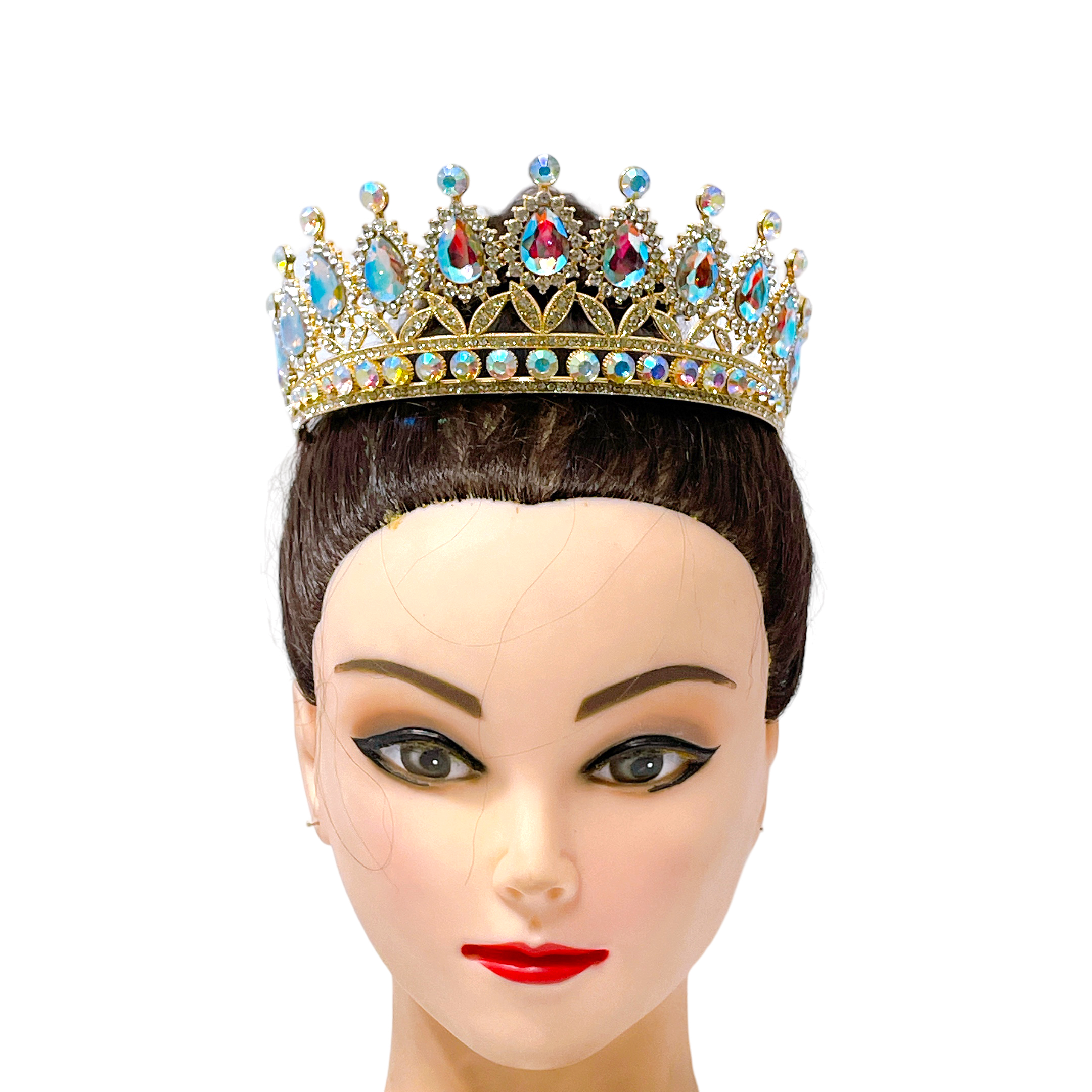 (พร้อมส่ง) เทียร่า 254 สีรุ้งตัวเรือนสีทอง มงกุฎนางงาม มงกุฎเจ้าหญิง งานสวย ปราณีต สินค้าพร้อมส่งจากไทย