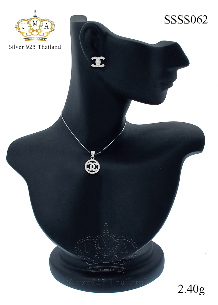 ต่างหูพร้อมจี้ ( เงิน ) = Earring with Pendant ( Silver )