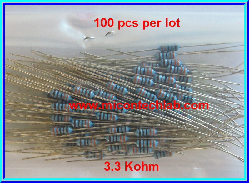 100x Resistor 3.3 KOhm 1/4 Watt 1% Metal film Resistor