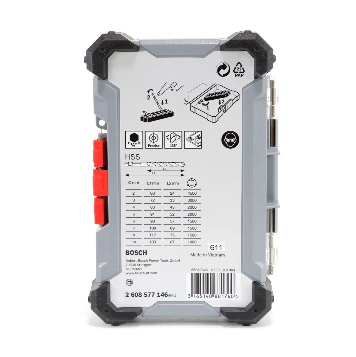 ชุดดอกก้าน6เหลี่ยม 8ตัวชุด HSS BOSCH 2608577146