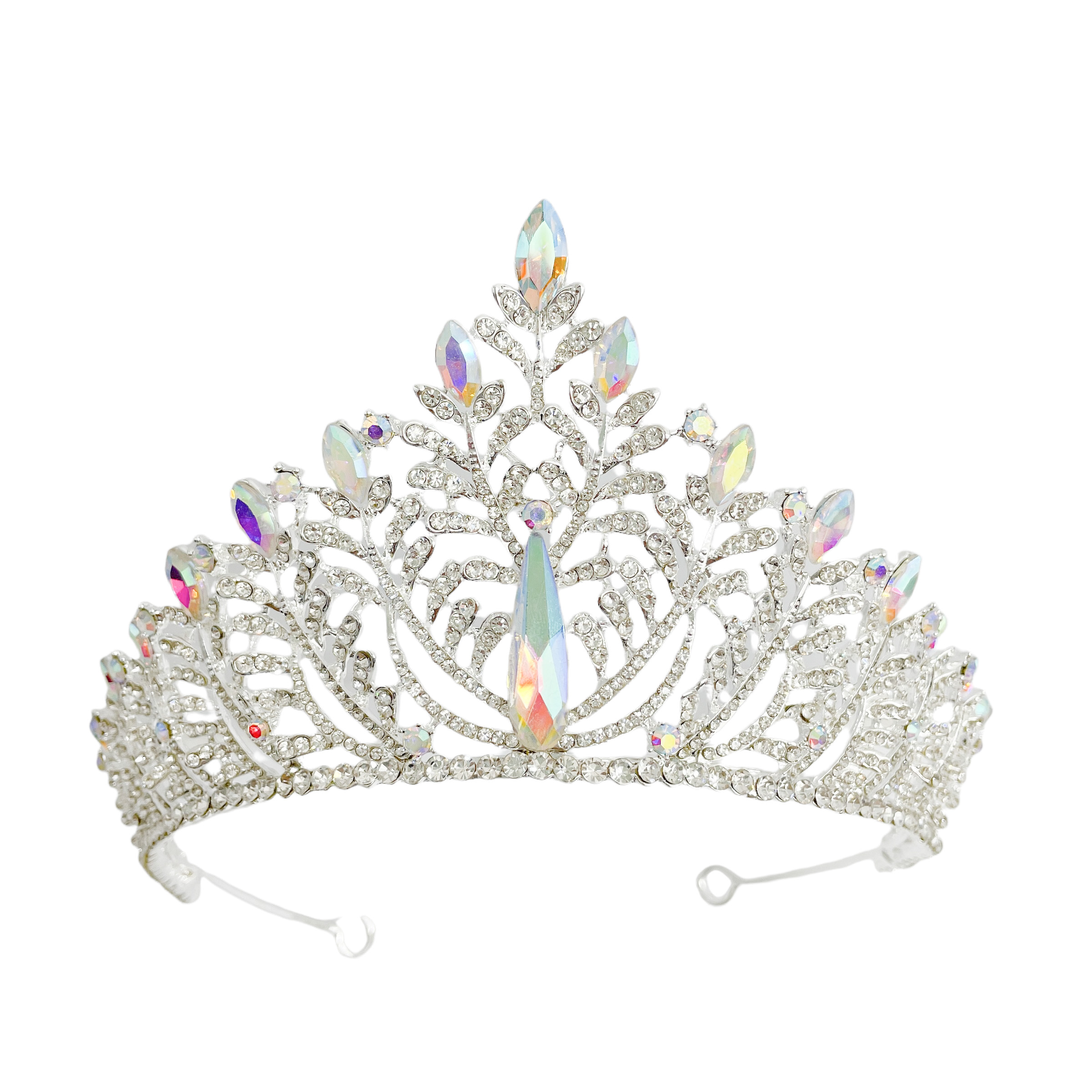 (พร้อมส่ง) เทียร่า 301 สีเงินเพชรรุ้ง มงกุฎนางงาม งานสวย ปราณีต QCเพชรทุกเม็ด สินค้าพร้อมส่งจากไทย