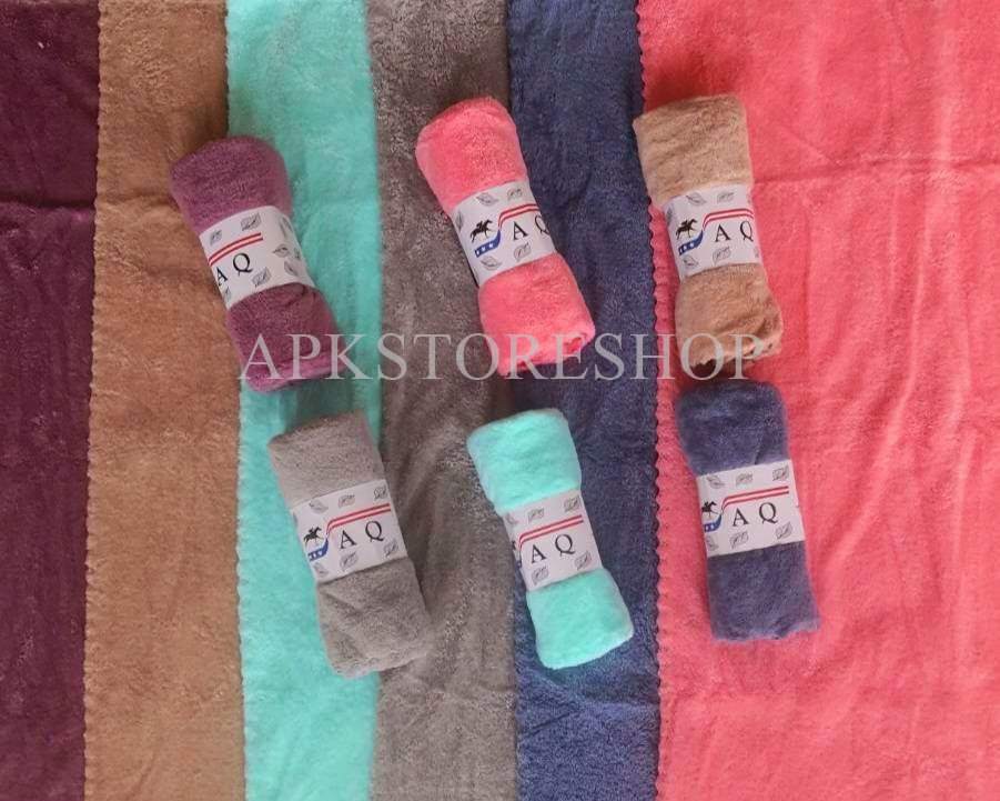 ขายส่ง ผ้าเช็ดผมขนแกะ/ขนเป็ด #สีพื้น ส่ง 11 บาท(480ผืน)