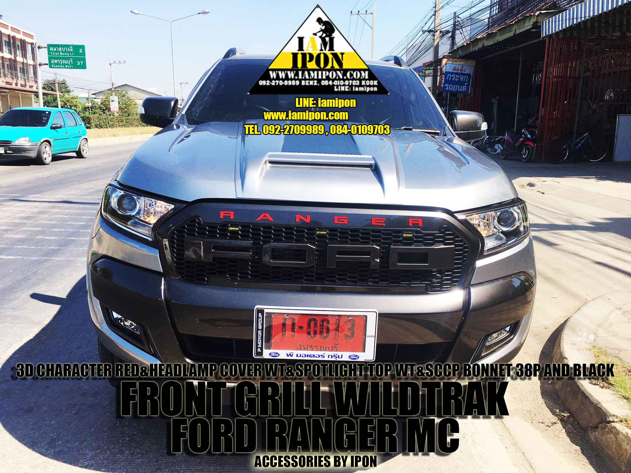 SCOOP BONNET FULL FORD RANGER MC 2015 38P&FLATBLACK สกู๊ปหลอกสี38Pคาดดำด้านแบบเต็มฟอร์ดเอ็มซี 2015