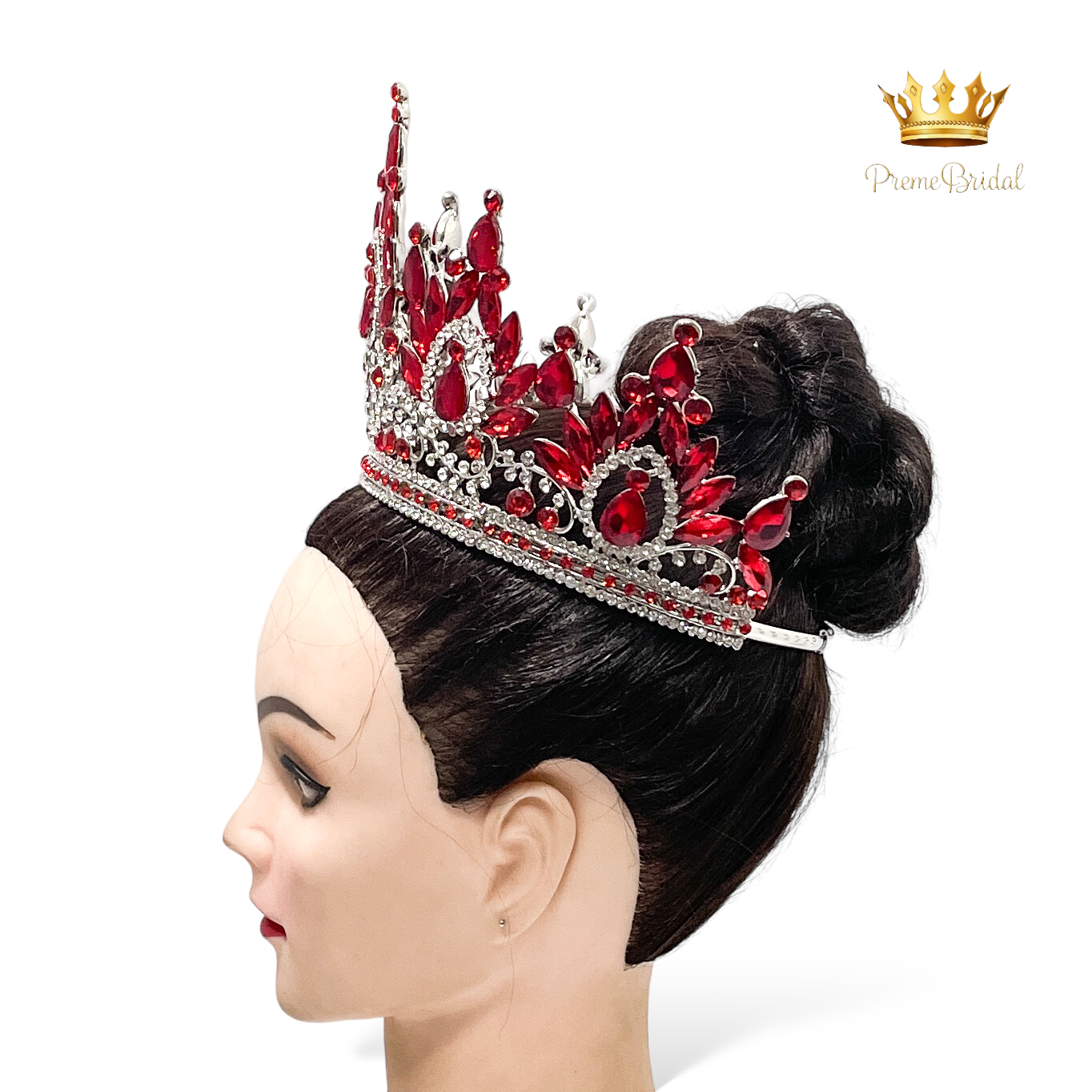 (พร้อมส่งจากไทย) มงกุฏ 120 สีแดง งานสวย งานนางงาม รุ่นฐานกลม ปรับขนาดได้ ส่งด่วน ส่งจาก จ.อุบลราชธานี