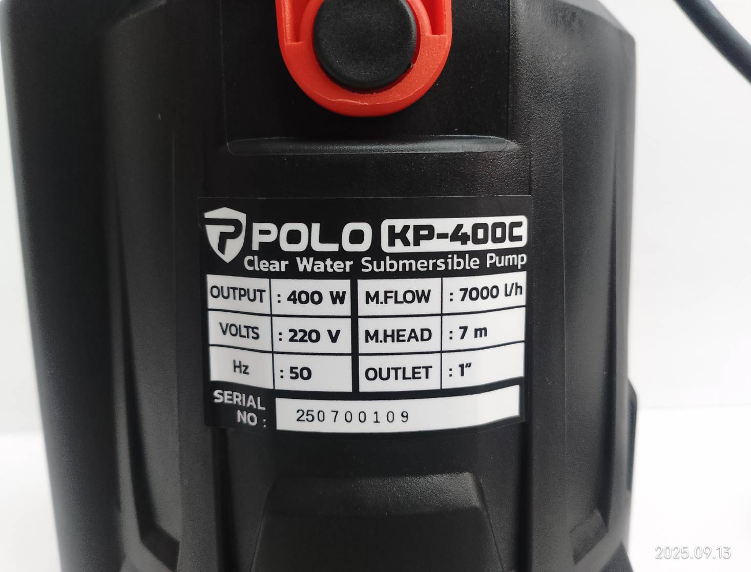 POLO ปั๊มจุ่มน้ำสะอาด 400 วัตต์ 220 โวลต์ รุ่น KP-400C ดูดน้ำต่ำสุดได้ที่5มม.