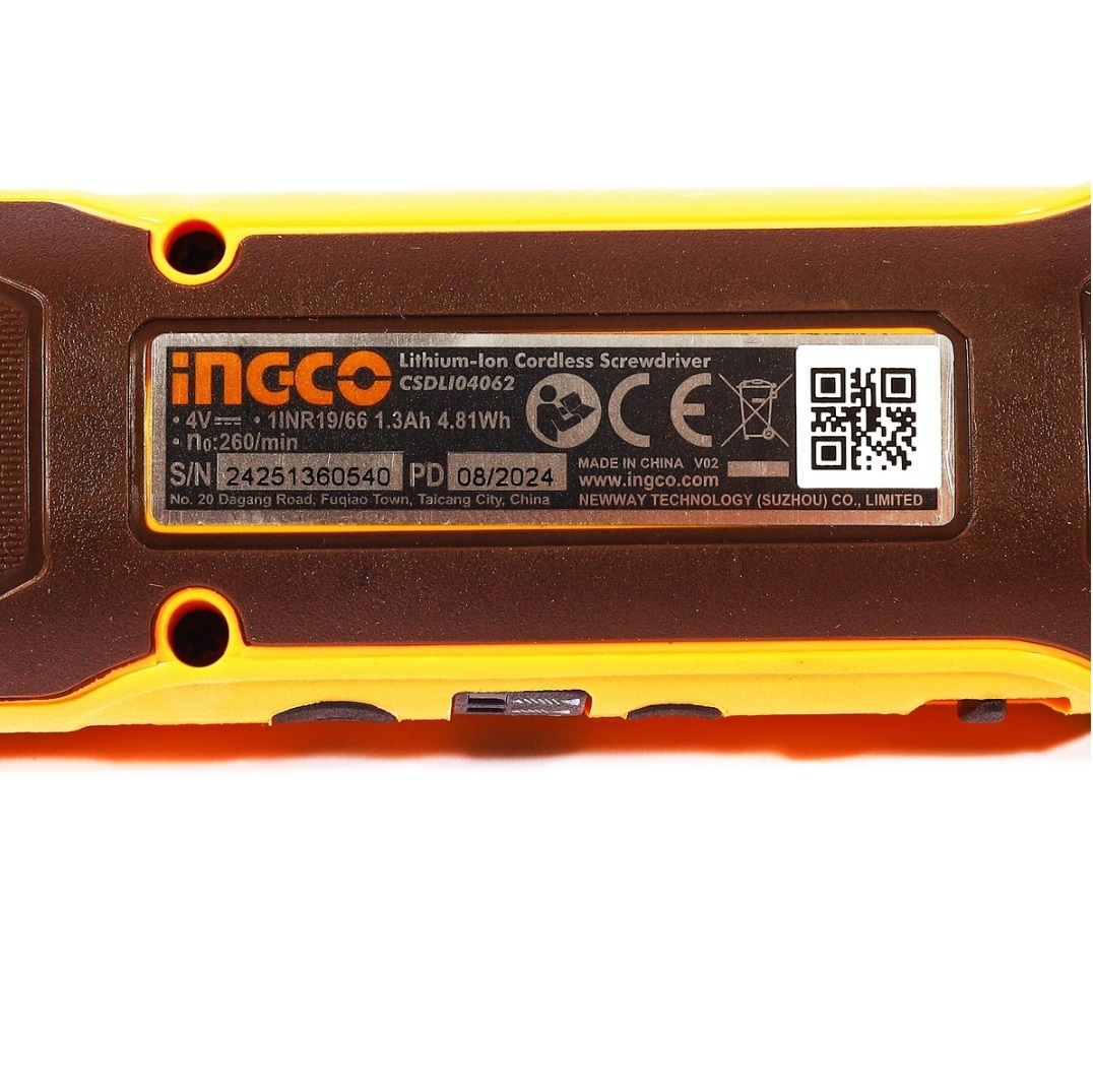 INGCO ไขควงไร้สายลิเธียมไอออน4V CSDLI04062