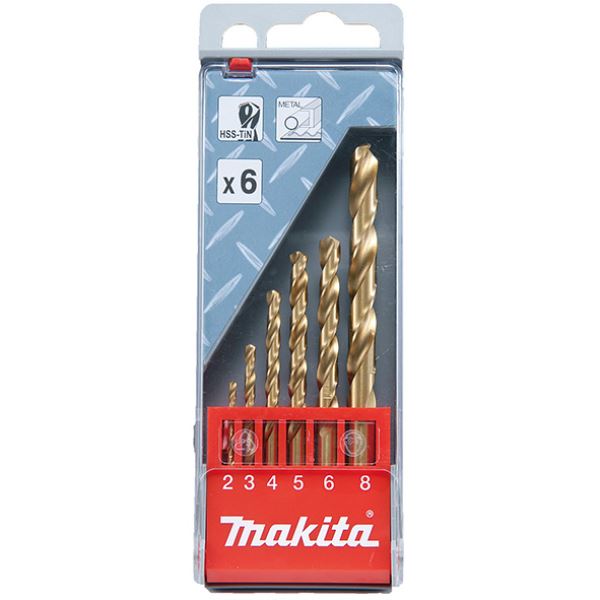 ชุดดอกสว่านเจาะเหล็กHSS-TIN 2-8mm (6ดอก/ชุด) MAKITA #D-44183