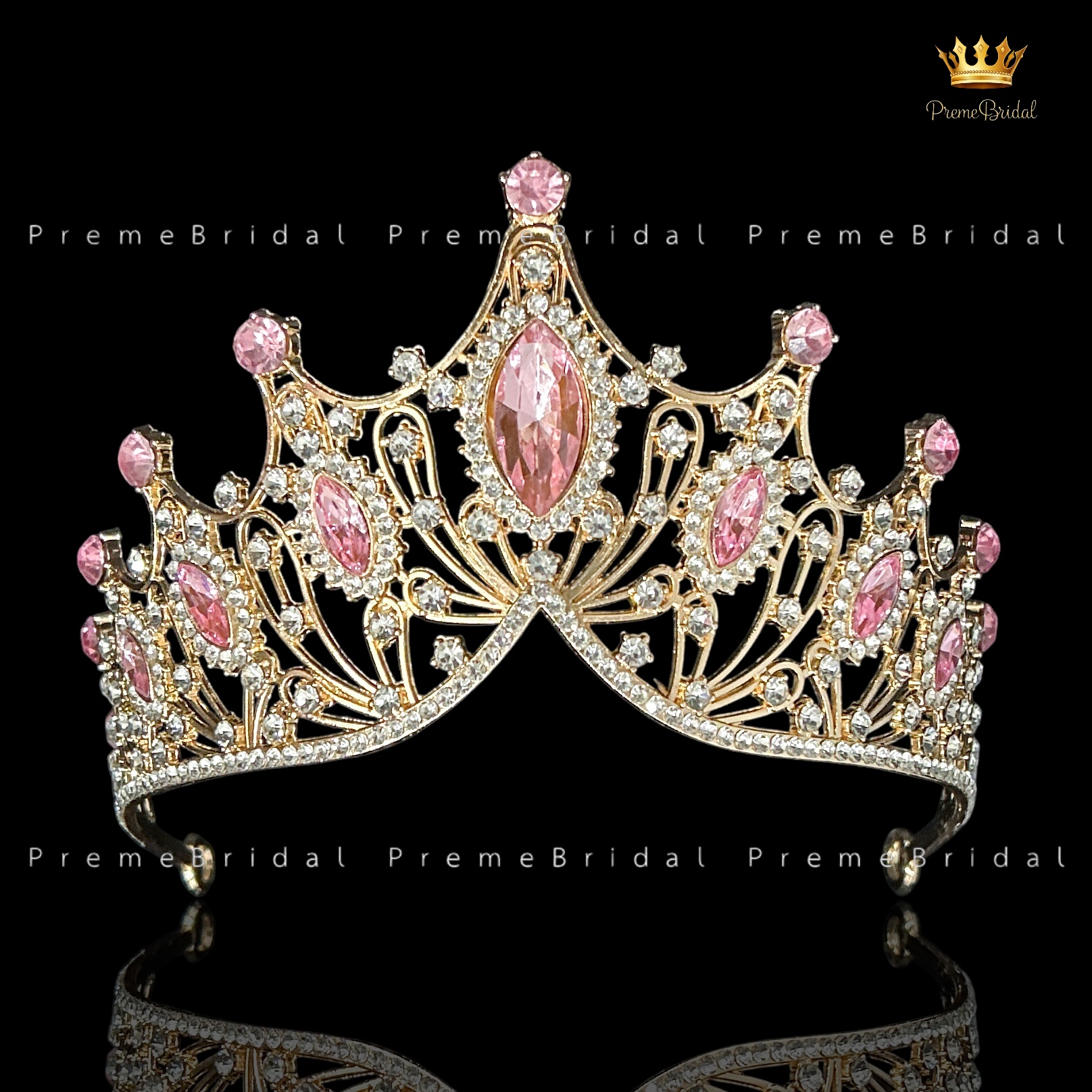 (พร้อมส่ง) เทียร่า 303 สีทอง-ชมพู มงกุฎนางงาม งานสวย ปราณีต QCเพชรทุกเม็ด สินค้าพร้อมส่งจากไทย