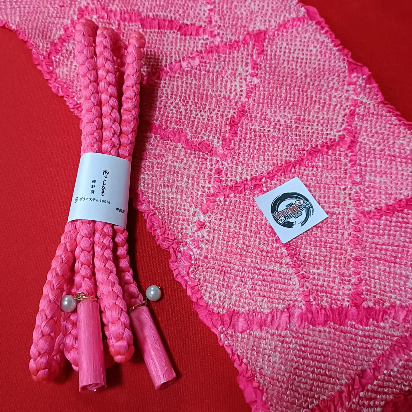 setผ้าชิโบริ+เชื่อกประดับโอบิ ชมพูเข้ม02