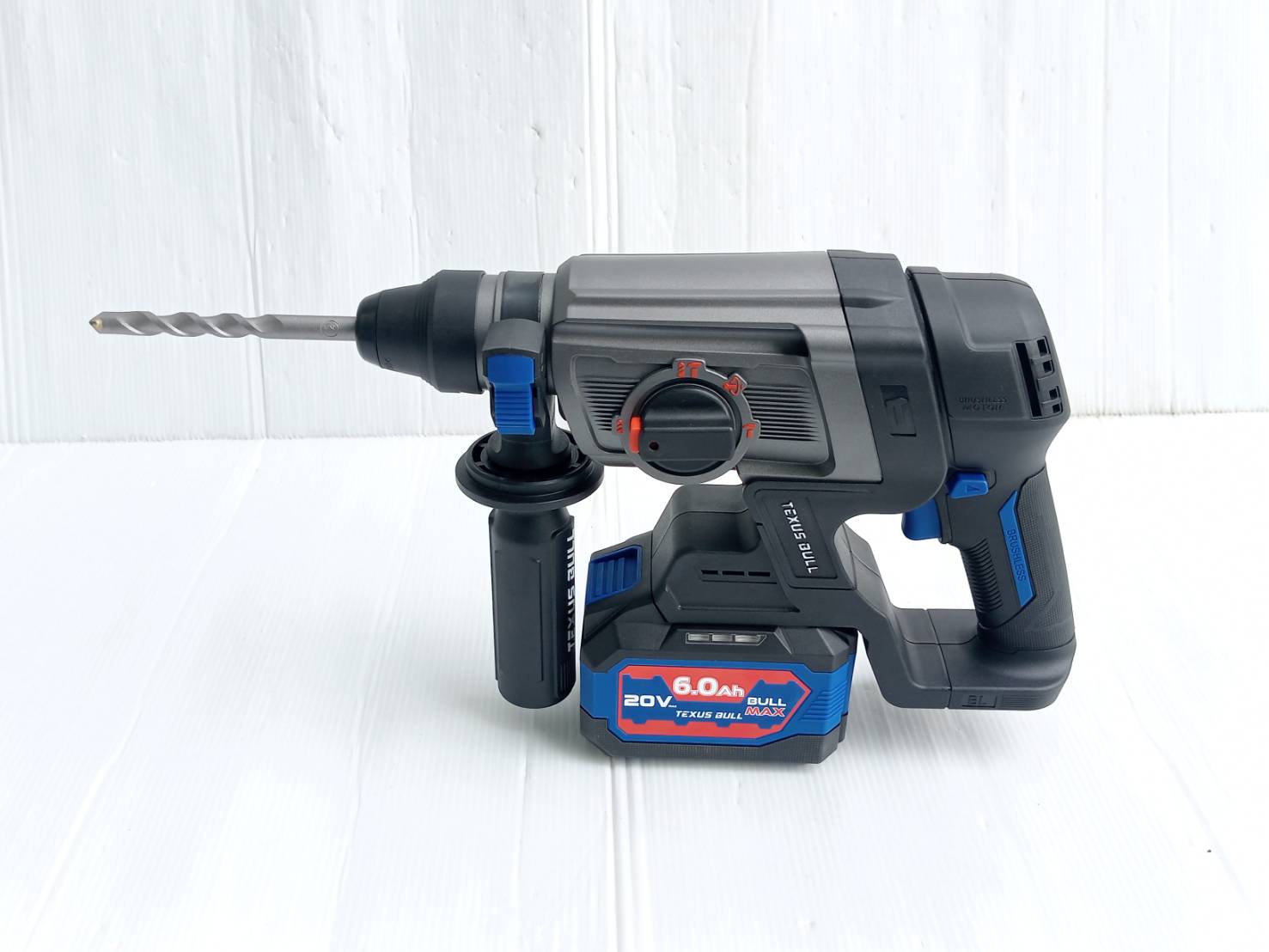 TEXUS BULL รุ่น TX-8222 ชุดสว่านโรตารี่และเจียรมือไร้สาย20V.พร้อมแบตเตอรี่ x6.0Ah 2 ก้อน