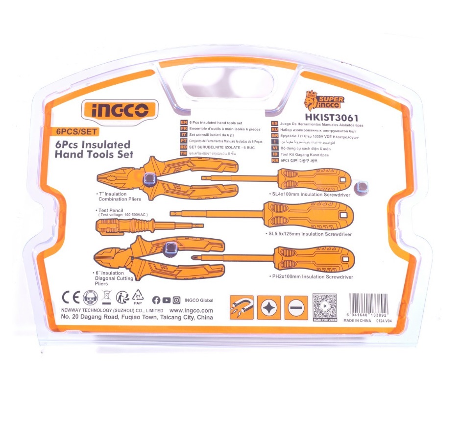 INGCO ชุดเครื่องมือ VDE หุ้มฉนวนกันไฟฟ้า 6 ชิ้น รุ่น HKIST3061