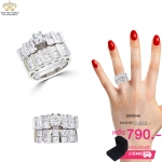 แหวนเพชรคู่ผู้หญิง ประดับเพชรCZ แหวนเพชรเม็ดชูคู่กับแหวนแถวล็อค เพชรแวว วาว สวยงามจับใจ สแตคเป็นคู่ ลองแหกกฎการใส่แหวนแบบปกติบ้าง จะรู้ว่าความสนุกมันอยู่ไม่ไกลค่ะ