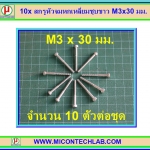 10x สกรูหัวจมหกเหลี่ยมชุบขาว M3x30 มม.