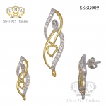 ต่างหูพร้อมจี้ ( ชุบทอง ) = Earring with Pendant ( Gold )