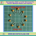 10x คาปาซิเตอร์ 470pF or 0.47nF 50V (Code 471)