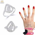 แหวนเพชรcz ประดับเพชร CZ แหวนดีไซน์ทรงหยดน้ำ ดีไซน์ระดับไฮโซงานอลังการ สวยหรูหรา มีความปราณีตลงรายละเอียดในทุกมิติ