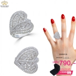 แหวนเพชร ประดับ เพชรCZ ตัวเรือนเงินแท้100% (เงินแท้92.5%) แหวนทรงใบไม้ ฝังเพชรกลมขาวแบบเต็มใบ ก้านแหวนเรียวเล็ก ดีไซน์สุดเนี้ยบ และมีมนต์สเน่ห์น่าจับจอง