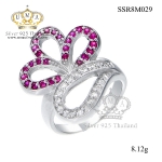 แหวนเงิน ประดับเพชร CZ แหวนดีไซน์อลังการ ใส่แบบเต็มๆนิ้วมือ เพิ่มความโดดเด่นให้กับเรียวนิ้ว เพิ่มให้ลุคของคุณดูสง่า รับรองได้ว่ามีสไตล์สุดๆ