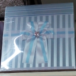 กล่องรับซองผ้าไหม ลายขาว-ฟ้า