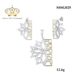 ต่างหูเพชรพร้อมจี้เพชร ( ชุบทอง ) = Earring with Pendant ( Gold )