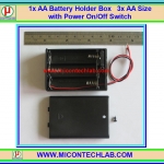 1x กล่องถ่านมีฝาปิด 3xAA ถ่าน 3 ก้อนพร้อมสวิตซ์เปิดปิด