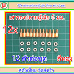 12x เสารองสีทองปลายผู้-เมีย ยาว 6 มม. พร้อมน็อตตัวเมีย