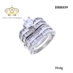 แหวนเพชรคู่ ประดับเพชรCZ แหวนชูคู่กับแหวนแถวล็อคคู่ สแตคเป็นเซต หรูหราใหญ่อลังการ เก๋กู้ดสะดุดตา ประทับใจแก่ผู้พบเห็น