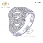 แหวนเงินแท้925เพรชประดับเพรชแท้สวิส เกรดดี น้ำใส