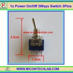 1x สวิตซ์เปิดปิด 3 ทาง Power On/Off SPDT Switch